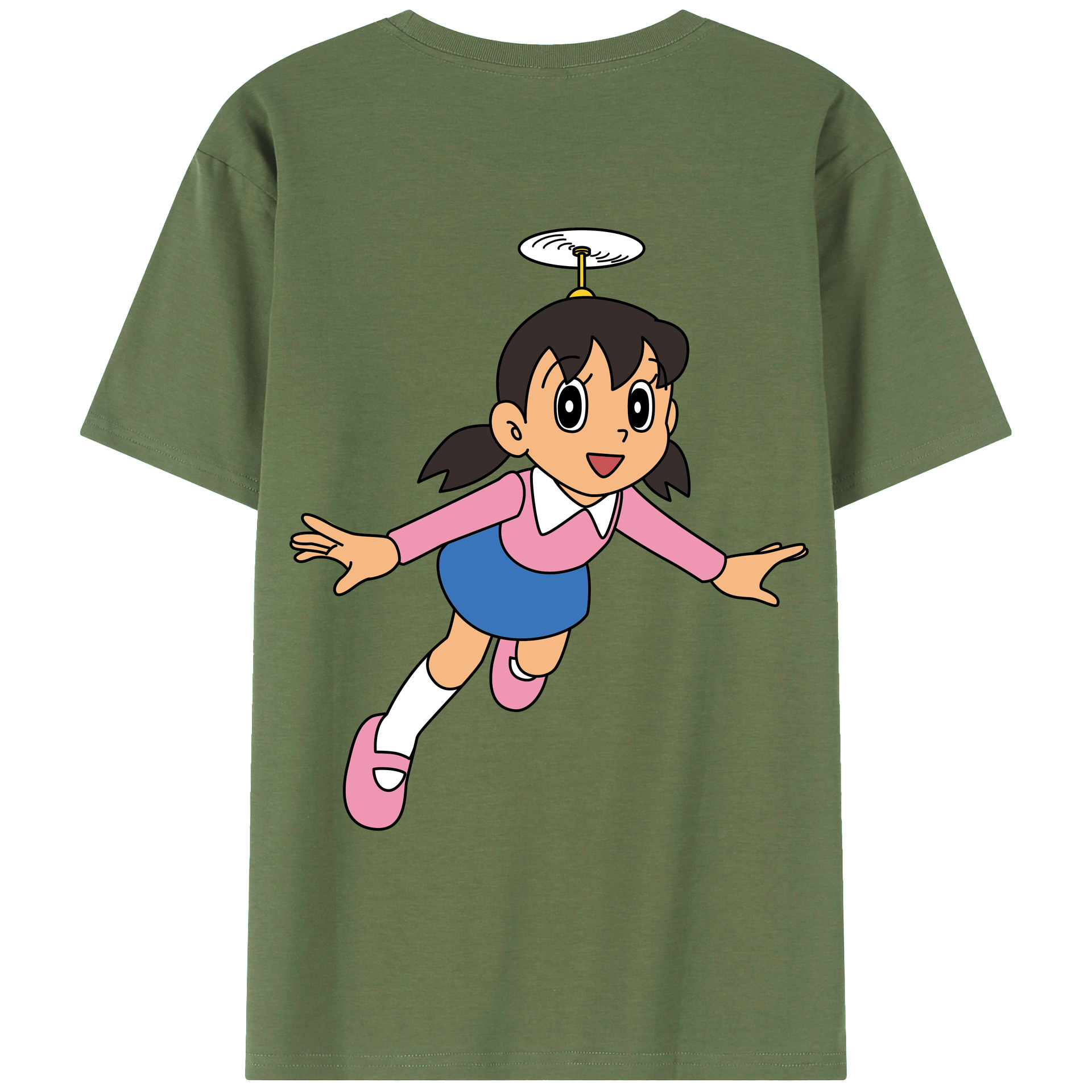 （画像用） ドラえもん みなもと しずか Doraemon Shizuka Minamoto 綿100％ メンズ半袖Tシャツ（バックプリント） 通気性